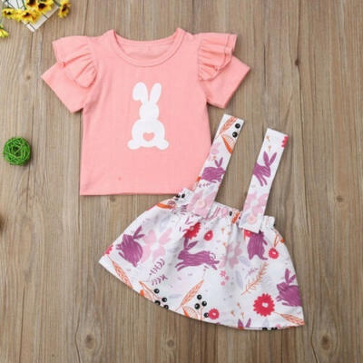 

Kid Baby Girl Summer Easter Bunny Outfit T-shirt Tops Skirt Dress Clothes Set