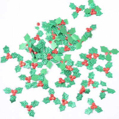 

100x Green Holly Leaves Decor Christmas Tree Hanging Ornament For Home Party