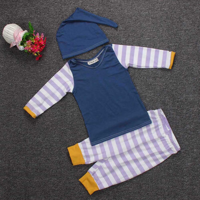 

Newborn Kid Outfit Clothes Stripe Print T-Shirt TopsPants TrousersHat Set