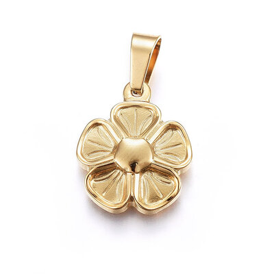 

304 Stainless Steel Pendants Large Hole Pendants Flower Golden 19x16x3mm Hole 7x4mm