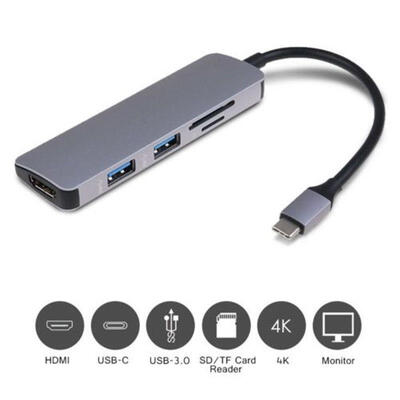 

Type-C USB C Hub 5 in1 USB-C to 4K HDMI USB 30 SD TF Card Reader Adapters 2018