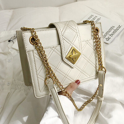 

Women 2019 new Korean version fashion hundred lap rhomboid chain single shoulder oblique shoulder bag retro simple square bag