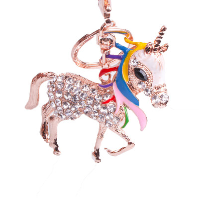 

Korean version of the creative cute diamond unicorn alloy key chain car pendant girls fashion bag hanging ornaments small gift