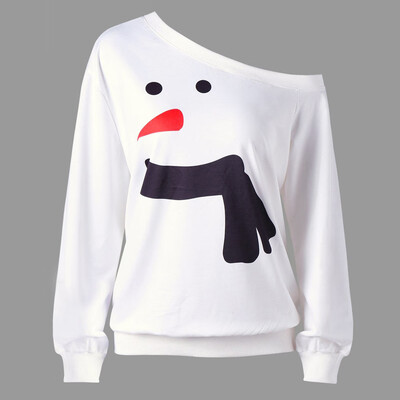 

Nomeni Women Plus Size Snowman Print Long Sleeve Sweatshirt Tops Blouse Shirt