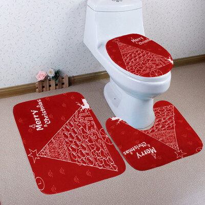 

Tailored 3PCS Christmas Bathroom Non-Slip Pedestal Rug Lid Toilet Cover Bath Mat Set