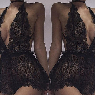 

Womens Sexy Lingerie Lace Dress Underwear Black Babydoll Sleepwear G-string HOT