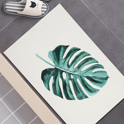 

Greensen Non-Slip Door Mat Water Absorption Rug Carpet Bath Pad Leave Mat Bathroom Bedroom Decor