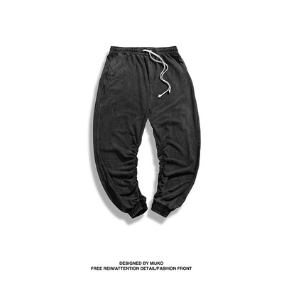 

MIJKO mens womens summer new product machete folds pants feet high street wash water old men&women with the same paragraph casual pants