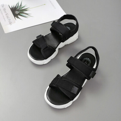 

Net red sandals female fairy wind bear Joker sports thick flat with sponge cake beach shoes casual womens shoes ins tide