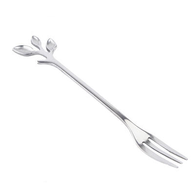 

Greensen Stainless Steel Coffee Silver Fork Stirring Fork Branch Leaves Fork Dessert Fork