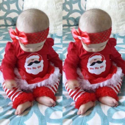 

Canis Newborn Baby Girls Santa Tulle Tops Dress Leg Warmers Outfits Christmas