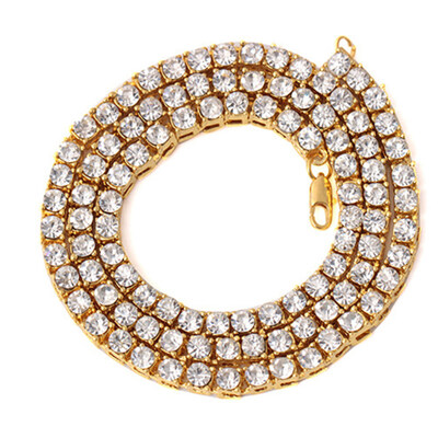 

Men Hip Hop Multilayer Tennis Chain Rhinestone Inlaid Necklace Jewelry Gift