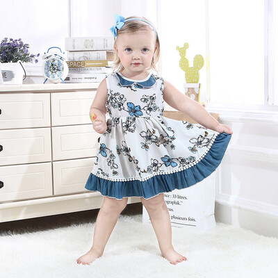 

Toddler Baby Girls Sleeveless Floral Print Vest Dress Lace Dresses Clothes