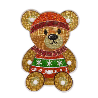 

DIY Full Drill Diamond Painting Hat Bear LED Light Creative Home Night Lamp