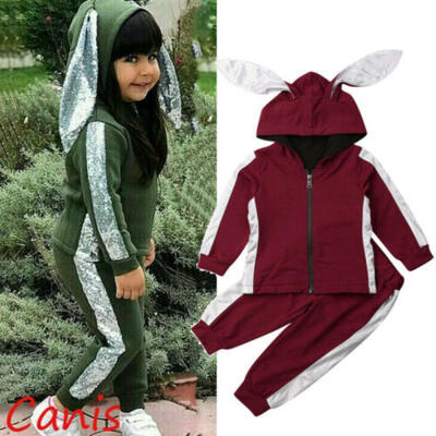 

AU Toddler Kids Baby Girl Hooded Coat Tops Long Pants Outfits Clothes Tracksuit