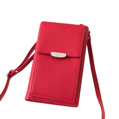

Multi-pocket Solid Color Faux Leather Women Mini Shoulder Bag Phone Pouch Purse