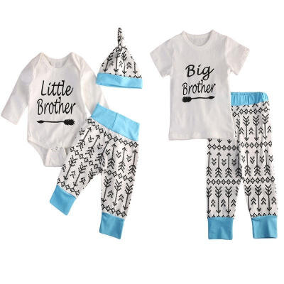 

Cotton Newborn Baby Outfit Big Or Little Brother T-Shirt Set Romper Bodysuit New