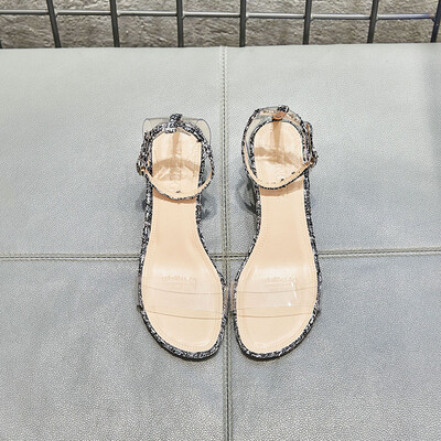 

Summer Korean version of womens shoes with thick heels&high heels womens sandals transparent fairy style