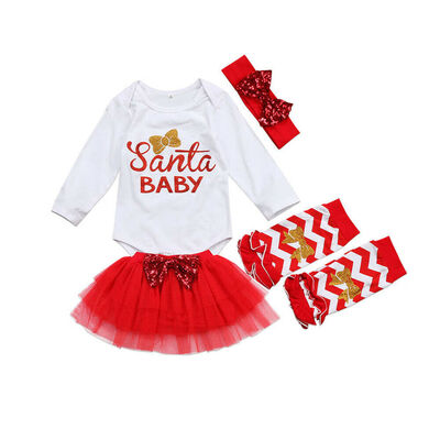 

Newborn Kids Baby Girls Santa Baby Romper Tulle Dress Leg Warmer Outfits Clothes