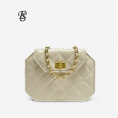 

ESHUNFA 2019 new fashion chain one shoulder female casual diamond ribs portable diagonal package ESCX264 4622