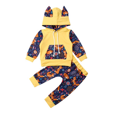 

Newborn Baby Boy Girl Fox Hooded Tops Pants Leggings Outfits Clothes Tracksuit