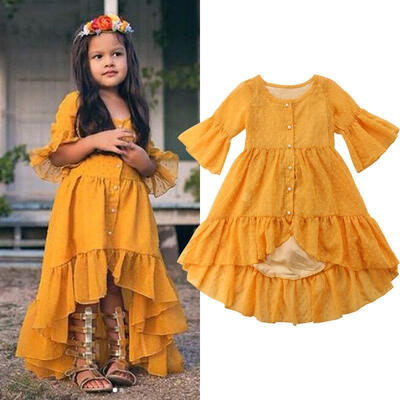 

Baby Girl Boho Long Ruffle Princess Party Prom Beach Maxi Dress