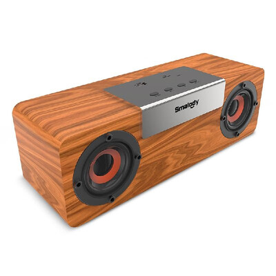 

SMALODY SL-50S Wooden Bluetooth Speaker Portable Loudspeaker Bluetooth 50 TWS Stereo Soundbox 4W2 Speakers Built-in 1500mAh Batt