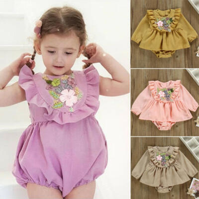 

Sweet Newborn Baby Girl Floral Ruffle Romper Jumpsuit Princess Outfit Set