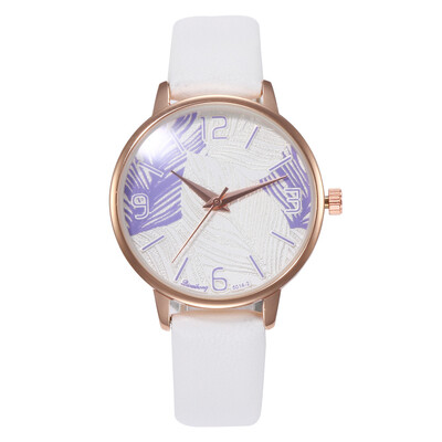 

New creative feather quartz watch female ladies leather