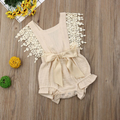 

Solid Newborn Toddler Girls Lace Jumpsuit Bow Bodysuit Romper Summer Clothes