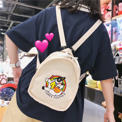 

Canvas bag woman single shoulder ins oblique satchel student Japanese graffiti regume department ins wind shoulder bag bag