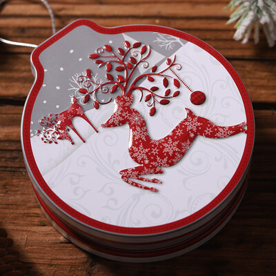 

〖Follure〗For Christmas Tree Ornament Round Cookie Jar Candy Storage Box Childrens Gift