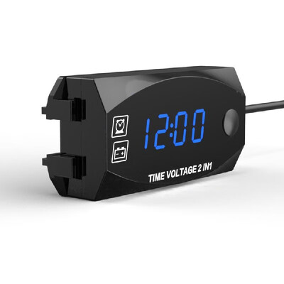 

Multifunction 6V-30V 2 in 1 Voltmeter for Motorcycle Electric Vehicle Time Clock with Digital Display Panel Waterproof Timer