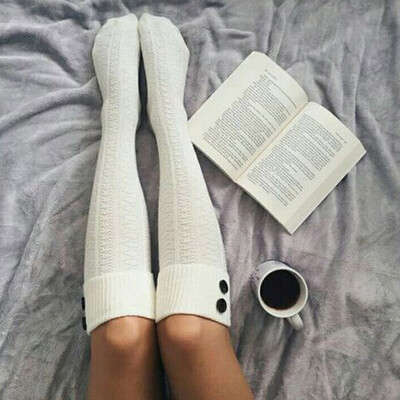 

Women Cable Knit Extra Long Boot Socks Over Knee Thigh High School Girl Stocking