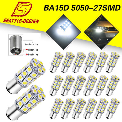 

20x Pure White BA15D 27SMD 5050 RV Camper DRL LED Light Bulbs 1076 1178 12V