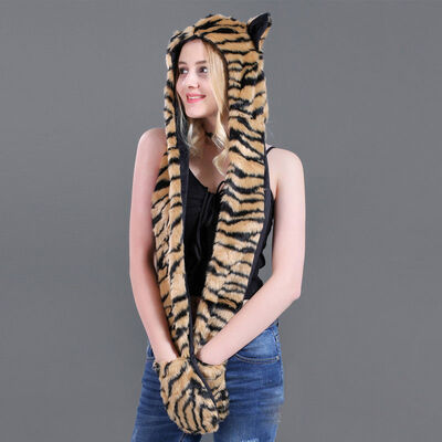 

Cartoon Animal Hat Plush Beanie Fleece Warm Fluffy Hooded Cap Earmuff New