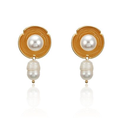

F35 Vintage Irregular Freshwater Pearl Dangle Earrings For Women Brincos Geometric Drop Earring DIY Wedding Party Jewelry Gift