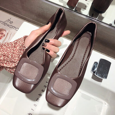 

Bean Shoes Lady Shoes Summer Fairy Shoes Gentle Flat Bottom Antique Square Head Shallow Mouth Single Shoes