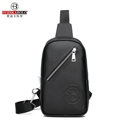 

Chest bag mens leather mens bag shoulder Messenger bag Korean version of the tide sports sports first layer leather backpack