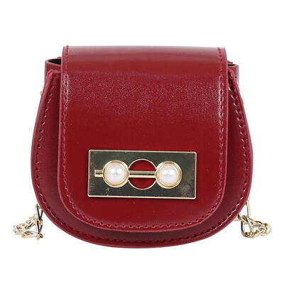

Pearl Decor Mini Kids Shoulder Handbags Women Leather Crossbody Saddle Bags