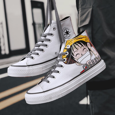 

High-top shoes male autumn pirates Wang Lufei canvas shoes students white shoes skateboard shoes youth sports casual shoes