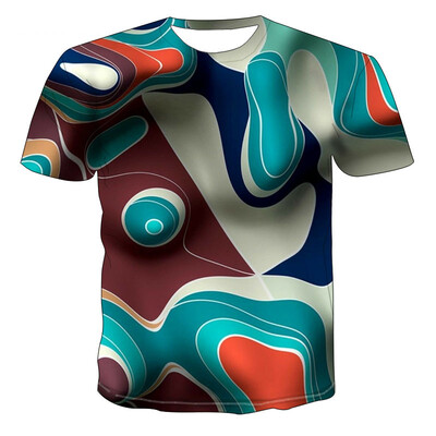 

Summer Mens 3D Print T-shirt Tops Casual Round Neck Short Sleeve Blouse Shirts