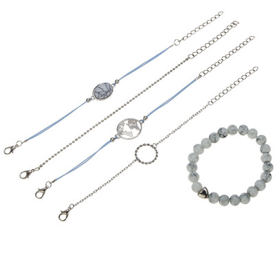 

Bohemia Multilayer Woven Bracelet Set Charm Women Fashion Natural Stone Turquoise Heart Unicorn Wave Bracelet