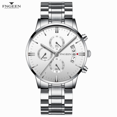 

Gobestart FNGEEN Men Luxury Casual Watch Quartz Stainless Steel Waterproof Calendar Watch