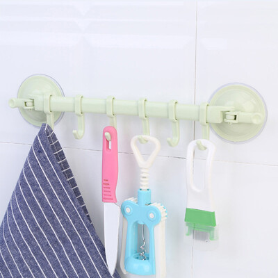 

Gobestart Wall Vacuum Rack Suction Cup 6 Hooks Towel Bathroom Kitchen Holder Sucker Beige