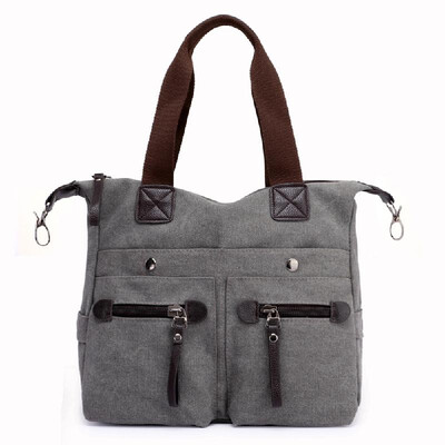 

Fashion Women Canvas Handbag Casual Shoulder Bag Pockets Large Capacity Vintage Crossbody Tote Travel Bag