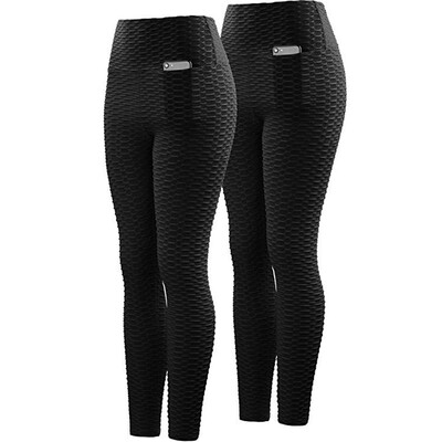 

Tailored Womens Plain Pocket Wrinkles Hip Tightness Exercise Running Yoga Pants