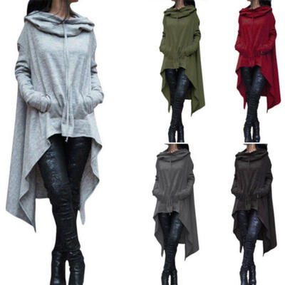 

Women Lady Fleece Loose Long Hoodie Casual Tunic Top Pullover Hooded Sweatshirt