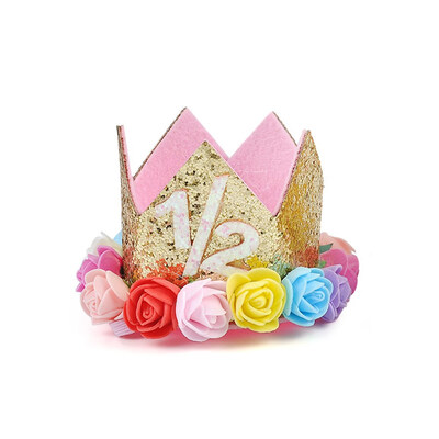 

FUNNYBUNNY Baby Rose Flower Golden Crown Birthday Headband Hair Accessories