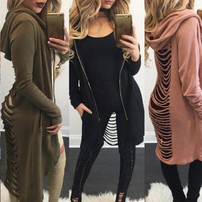

New Hot Style Women Long Sleeve Open Front Long Cardigan Coat Zip Up Tops